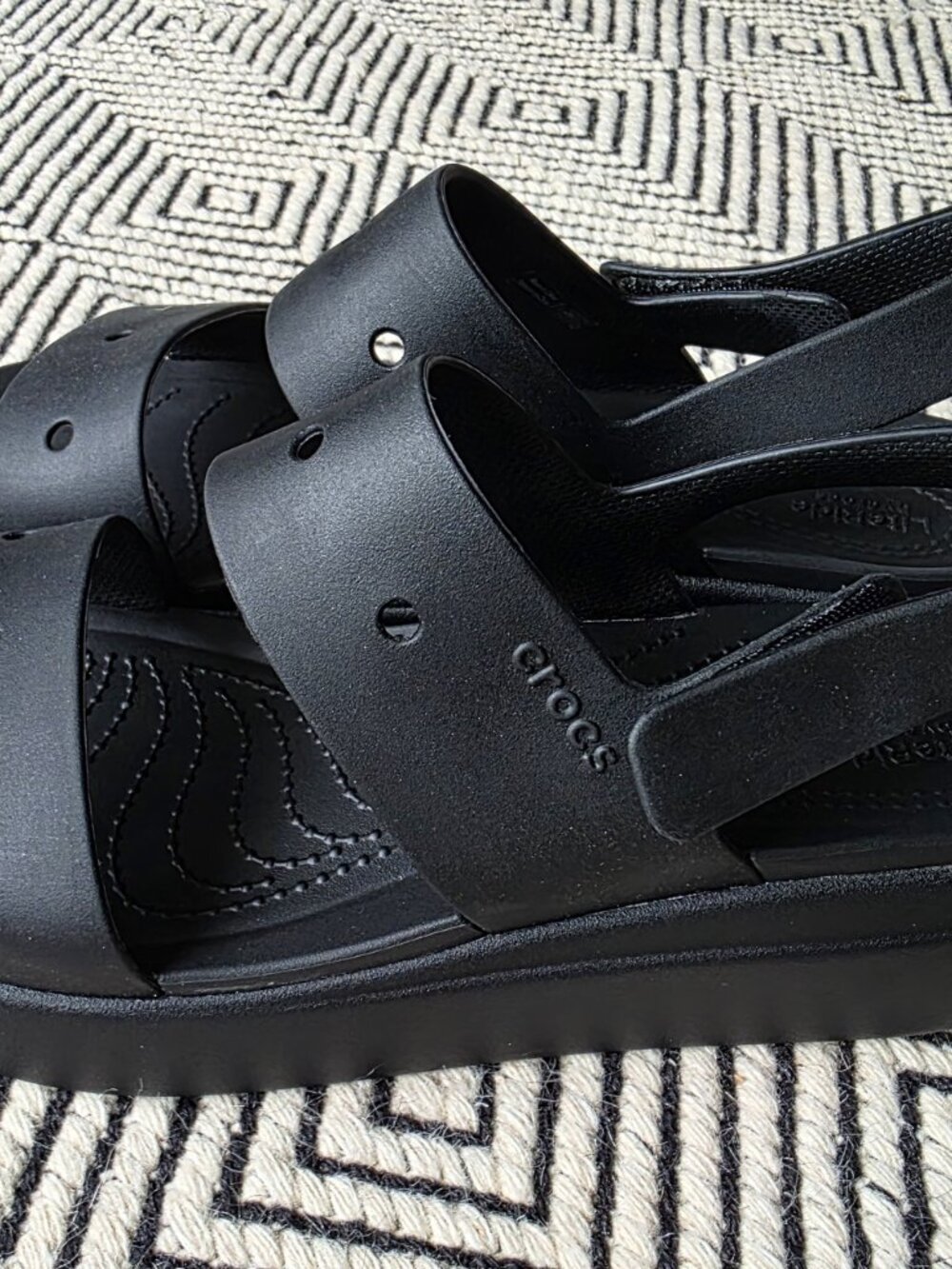 CROCS Black Platform Slingback Sandals - Picture 3 of 8